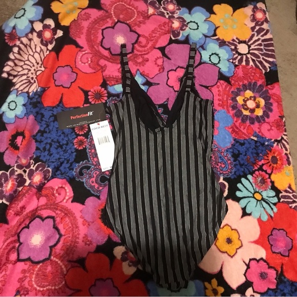 NWT Coco Reef Black and Gold Striped Swimsuit - Picture 3 of 5